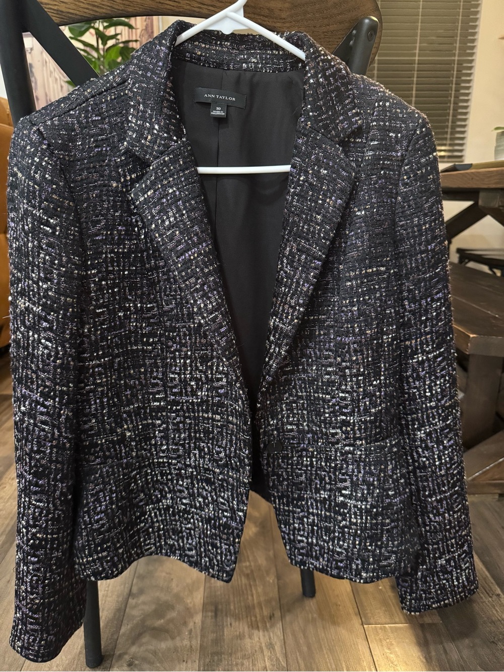 Ann Taylor Black and White Tweed Blazer